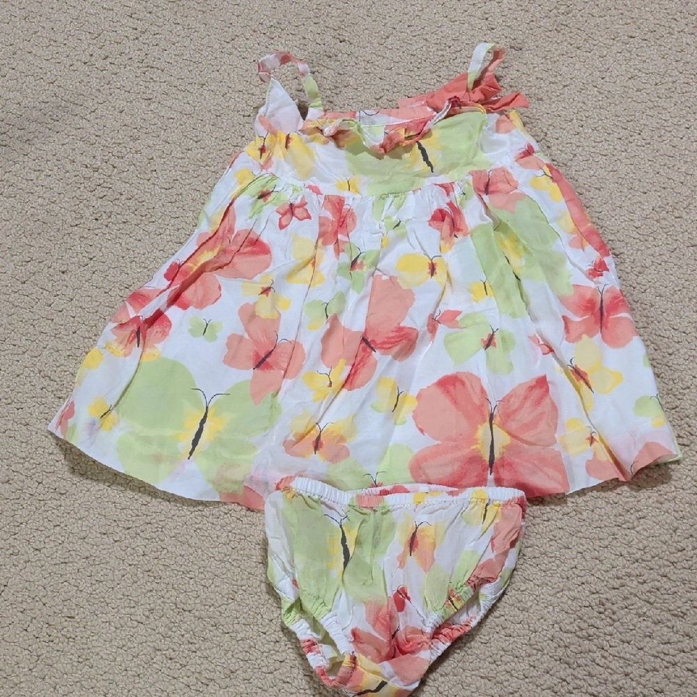 Janie and Jack Butterfly Printed Baby Girl Dress with Bloomers